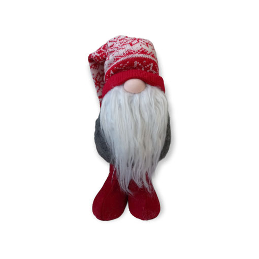 Picture of GREY GNOME WITH LONG WOOLEN RED HAT